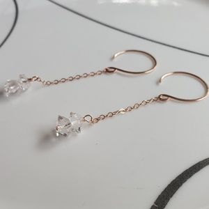 Herkimer diamond earrings rose gold filled, silver